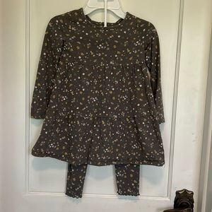 Little co. By Lauren Conrad. Grey ditsy floral dress and leggings size 5T.